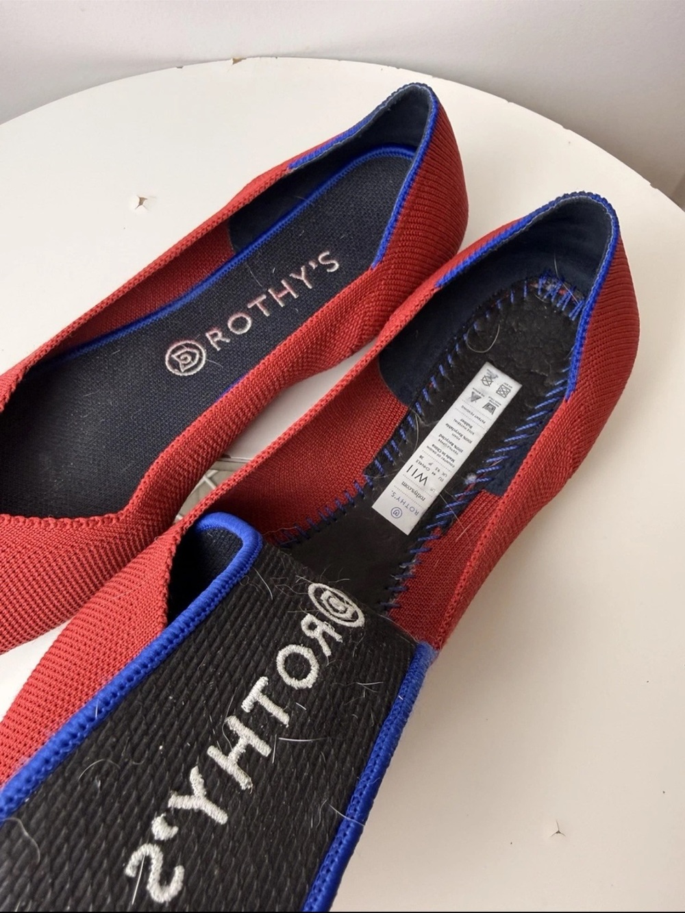 Rothy's Red Pointed Toe Ballet Flats Women 11 Knit Shoes - Picture 6 of 9